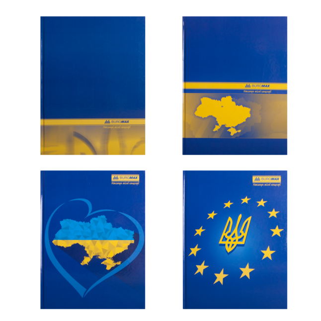 Книга канцелярська UKRAINE, А4, 192 арк., клітинка, офсет, тверда ламінована обкладинка, асорті