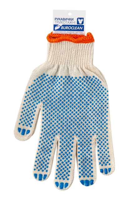 Рукавички білі з ПВХ крапкою, 3 нитки, BuroClean ECO