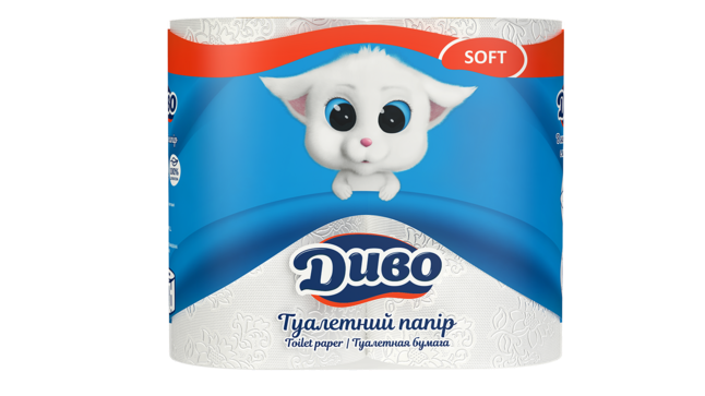 Папір туалетний целюлозний "Диво" Soft, 4 рул., 2-х шар., біла