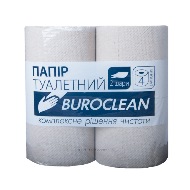 Папір туалетний макулатурний "Buroclean", 4 рулона, сіра