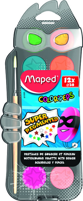 Краски акварельні COLOR PEPS 12 кольорів + пензлик