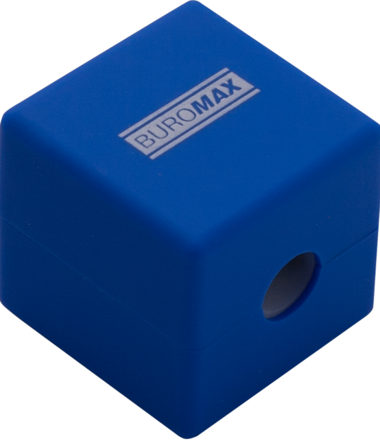 Чинка CUBE, RUBBER TOUCH, 1 отв., контейнер, пласт. корпус, асорті кольорів