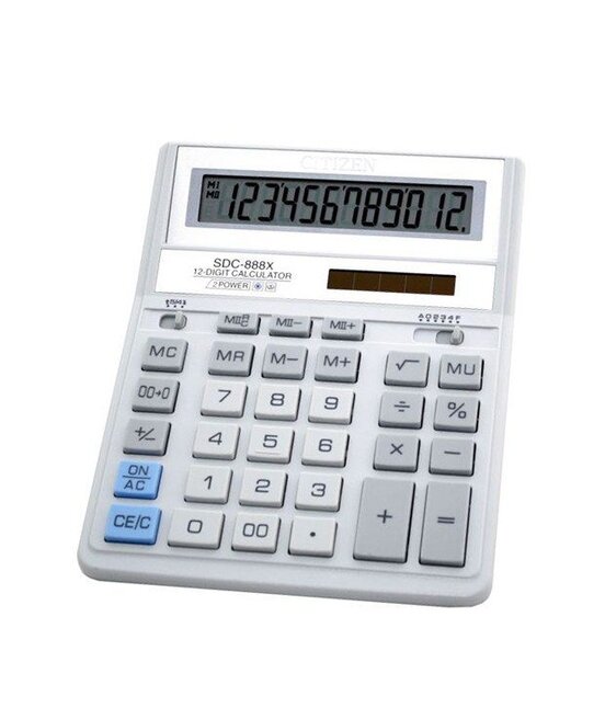 Калькулятор Citizen SDC-888 ХWH, 12 розрядів, біло-сірий