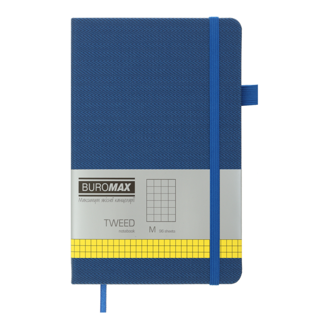 Книга записна TWEED 125*195, 96 арк., клітинка, обкл. штучна шкіра, синій