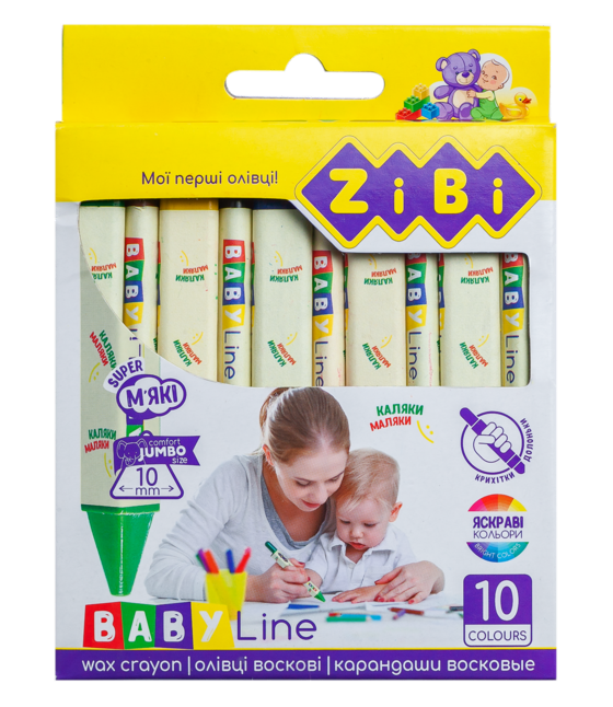 Олівці воскові JUMBO, 10 кольорів, тригранні, BABY Line