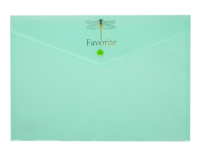 Папка-конверт на кнопці FAVOURITE, PASTEL, А4, м'ятна