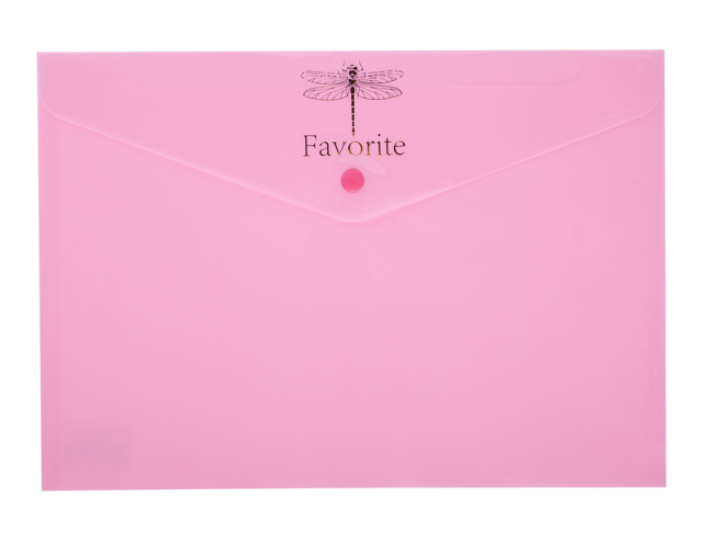 Папка-конверт на кнопці FAVOURITE, PASTEL, А4, рожева