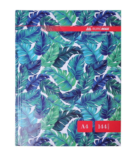 Книга канцелярська FLORISTICA, А4, 144 арк., клітинка, офсет, тверда ламінована обкладинка, бірюзова