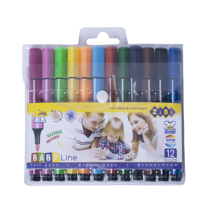 Фломастери JUMBO, 12 кольорів, BABY Line