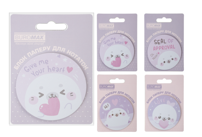 Блок для нотаток CUTE SEAL, з кл.шаром, діам. 70 мм, 30 арк